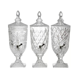 Distributeur de boissons en verre cristal transparent avec robinet en acier inoxydable pour jus, vin et autres boissons, vente en gros, Dublin, collection 2L 3L 5L 6L, boîte - Product Image 1