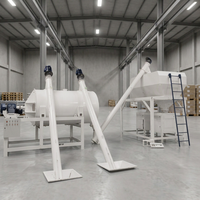 Usine de mélange de mortier sec à ruban contrôlée par PLC avec gestion des recettes, trémie de dosage, levage secondaire et remplissage de sacs souples