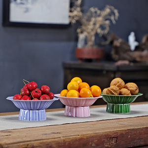 Assiette à fruits en céramique chinoise, plat rond en porcelaine avec pied, pour servir des en-cas et des pâtisseries lors de mariages - Product Image 1