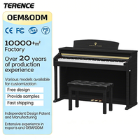 Terence E50 Piano numérique 88 touches à action marteau pondérée clavier à rabat droit et trois pédales
