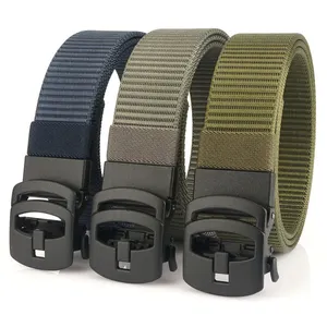 turun Pop-Up Toothless Automatic Buckle Fabric Belt for Men's Casual Canvas Belt with Thickened Nylon Tactical Fabric Belt