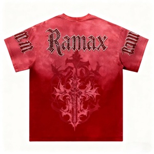 Camiseta de Hombre OEM Personalizada, Estilo Streetwear, Lavado Ácido, con Pedrería, Diseño Desgastado, Corte Holgado, 100% Algodón Ecológico, Secado Rápido, Impresión DTG - Product Image 2