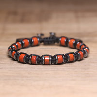 Bracelet en onyx noir naturel, œil de tigre, lapis-lazuli, fait main, tressé, réglable, pour homme, bijoux en gros