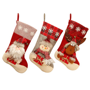 Chaussettes de noël, sac d'ornement, grandes, pour cadeau de bonbons, vente en gros, nouveauté - Product Image 1