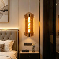 Lampe suspendue en verre LED de luxe en faux marbre, décoration intérieure, hôtel, chevet, îlot de cuisine