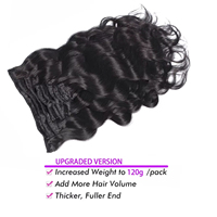 Extensions de cheveux humains Body Wave pour femmes noires, cheveux brésiliens noirs naturels, clip-in Body Wave, postiches, 8 pièces/ensemble