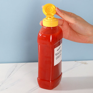 Vide 500ml Transparent <span class=keywords><strong>Miel</strong></span> <span class=keywords><strong>Pot</strong></span> Ketchup BBQ Sauce Bouteille En Plastique Squeeze Bouteille Avec Bouchon <span class=keywords><strong>De</strong></span> Valve En Silicone - Product Image 3