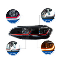 LKS 2019-2022 pour Polo : Ensemble de phares améliorés avec projecteur LED double style L et clignotants séquentiels 12V 6000 Lumens