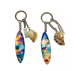Portachiavi in Resina Personalizzato a Forma di Tavola da Surf con Conchiglia, Souvenir Turistico di <span class=keywords><strong>TENERIFE</strong></span>, Stampa Animale Marino, Regalo - Product Image 3