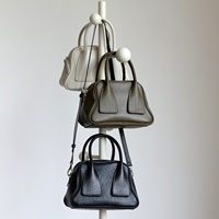 Hochwertige Luxuriöse Moderne Vintage Echtleder Wasserdichte Handtasche Bowling-Kissen Schulter-Umhängetasche Modische Reißverschluss-Clutch