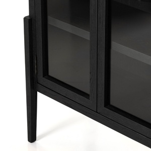 Vitrina de Estilo Francés para Sala de Estar, Librería de Madera Maciza con Puerta de Vidrio Arqueada - Product Image 6