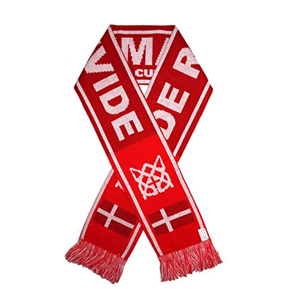 Футбольный фанат, логотип на заказ с флагом разных стран, Дания флаг, вязаный шарф для Фанатов Футбольного Клуба, сувенирный шарф