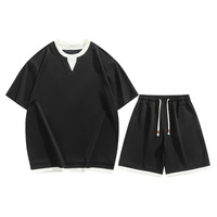 Conjunto de Dos Piezas Acme para Hombre, Camiseta con Cuello en V, Sensación Refrescante, Transpirable, Ligero, para Deportes al Aire Libre, Holgado, 100%