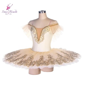 Pre-Professional Dance Skirt Ivory Spandex Bodice Ivory Tulle <strong>Tutu</strong> Gold Applique Decor Nylon Dance Favourite <strong>Ballet</strong> - Product Image 4