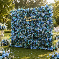 Mur de fleurs artificielles bleues en tissu enroulable, idéal pour les mariages, événements, salons et fêtes – Vente chaude