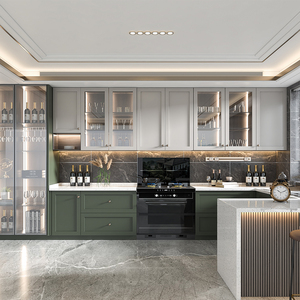 Directo de fábrica Casa Apartamento Roble natural blanco Gabinetes de cocina <span class=keywords><strong>integrales</strong></span> Diseño Gabinete de cocina de madera de estilo americano con Isla - Product Image 3