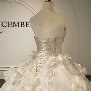 Vestido de Novia con Cuentas Gt26074, Corsé con Pedrería, Apliques Florales 3D, Vestido de Novia con Cola Larga, Jancember - Product Image 6