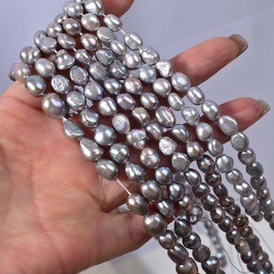Natural 7-8mm <b>Freshwater</b> Gray Baroque Shaped <b>Pearl</b> Necklace <b>Bracelet</b> Accessories with Straight Hole Beads Colorful Loosepearls - Product Image 2
