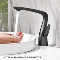 Robinet de lavabo en laiton monotrou à poser, mitigeur moderne pour hôtel, avec logo personnalisé OEM, eau chaude et froide
