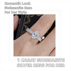 1 Carat <b>Emerald</b> Cut Moissanite Crystal Rhinestone <b>Silver</b> Plated Women's Wedding Gift <b>Ring</b> - Product Image 2