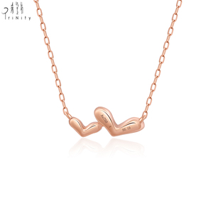 2024 New Fine Jewelry Trendy Heart Shape 18K Rose Gold Natural Diamond Pendant Necklace For Valentine's Gift