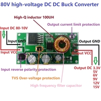 Convertisseur DC-DC haute tension pour vélo électrique, module régulateur abaisseur de tension 80V 72V 64V 60V 48V 36V 24V vers 15V 12V 9V 6V 5V 3.3V