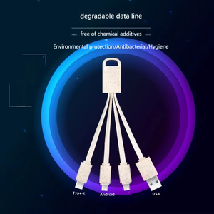 Câble de charge <span class=keywords><strong>USB</strong></span> en paille de blé écologique TPE, connecteurs <span class=keywords><strong>USB</strong></span>/<span class=keywords><strong>Micro</strong></span>/Type-C/Lightning, conception LOGO - 4 en 1, promotionnel - Product Image 5