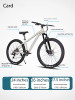 Vélo de montagne à cadre rigide en aluminium, 24 vitesses, frein à disque mécanique, fourche en acier de 27,5 pouces, amovible, pour hommes et femmes, tout-terrain