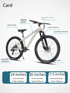 Vélo de montagne à cadre rigide en aluminium, 24 vitesses, frein à disque mécanique, fourche en acier de 27,5 pouces, amovible, pour hommes et femmes, tout-terrain - Product Image 5