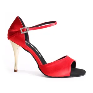 Chaussures en Satin à talons aiguilles 9cm, pour femme, escarpins de luxe, de couleur rouge, à la mode, livraison gratuite
