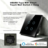 Interruptor de pared táctil WiFi Tuya de un solo cable con marco de hierro, dispositivo de temporizador remoto, compatible con Alexa, Yandex, Alice, interruptor de luz inteligente para el hogar