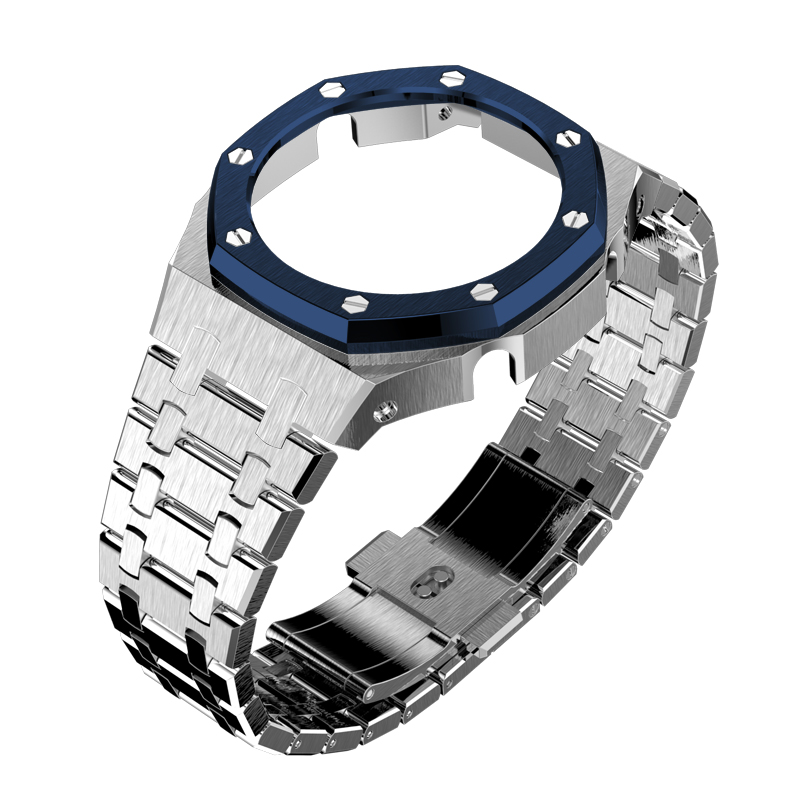 Silver case blue bezel