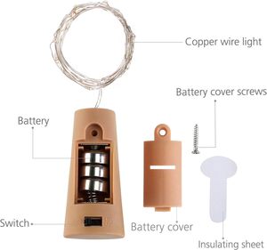 Guirlande lumineuse LED multicolore pour bouchon de bouteille, alimentée par piles, fil de cuivre flexible, pour mariage, fête, bar, décoration intérieure - Product Image 4