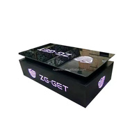 Luxy Fancy LED Light Bar en verre Table de salon avec barre de Table basse noire KTV Discothèque Meubles en cuir Canapé en forme de U