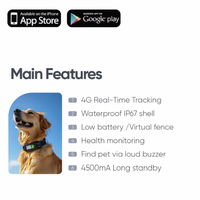 Collier GPS GSM intelligent pour animaux de compagnie, clôture virtuelle, suivi d'activité, étanche, stockage cloud, contrôlé par application, rechargeable, vente en gros, OEM