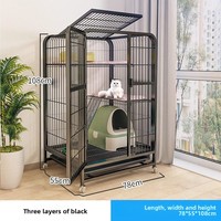 Cage et villa pour chat en fer, design moderne, grande maison pour chat à plusieurs étages avec toilette, design respirant, espace libre pour les chats