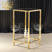Table de bar et tabourets modernes en acier inoxydable doré pour boîte de nuit, hôtel, salon - Usage commercial, facile à nettoyer