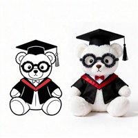 Boneka Teddy Wisuda Warna Kustom Grosir dengan Topi dan Jubah Isi Kapas Plush Mini Hadiah dengan Kacamata