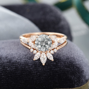 Anillo de Compromiso Vintage de Plata 925 con Moissanita en Oro Rosa, Corte Marquesa Gris, para Mujer, para Fiestas - Product Image 1