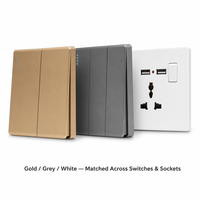 Mvava EU/UK Panneau de surface brossée à gros boutons en PC Prise électrique ultra-mince pour alimentation mécanique Interrupteur et prise de lumière tactile murale