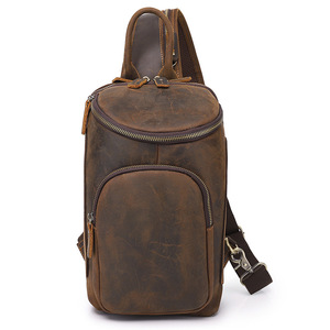 Bolso Cruzado de Cuero Crazy Horse para Hombre, Color Marrón Oscuro, Cuero Genuino, Multifuncional, para Uso Diario - Product Image 4