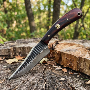 Couteau à Décortiquer Industriel Fait Main UMAR FAROOQ en Acier Carbone avec Manche en Bois, Couteau de Camping OEM |   Lame fixe - Product Image 1