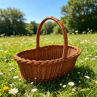 Panier en rotin PP tressé à la main de forme ovale avec poignée – Rangement durable pour jouets pour filles et garçons – Offre spéciale