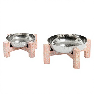 Hammered Set Of Two Chocolate <b>Bowl</b> With Wooden Stand Round Shape Designer Luxury New Fancy Chocolate <b>Bowl</b> - Product Image 1