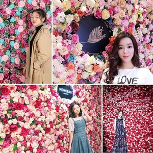 Mur de fleurs artificielles, décoration de fond tridimensionnelle, roses, dahlias, hortensias, arrangements floraux pour mariage - Product Image 2