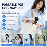 Ventilateur portable USB à charge rapide avec batterie 3600 mAh et option manuelle, base de support légère et stable pour usage domestique et extérieur