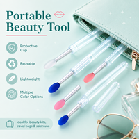 Applicateur de rouge à lèvres en silicone transparent, minimaliste, portable et réutilisable, avec poignée, pour le maquillage cosmétique