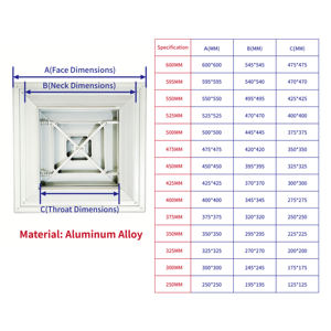 מפזר אוויר מודרני מינימליסטי מאלומיניום, 4 כיווני זרימה, לתקרה, לבית ולבוטיק, התקנה אסתטית - Product Image 5