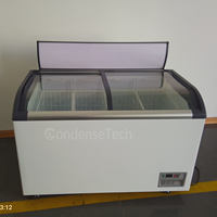 Congélateur à glace commercial 720L avec couvercle coulissant en verre, refroidissement direct, congélateur coffre profond pour restaurant