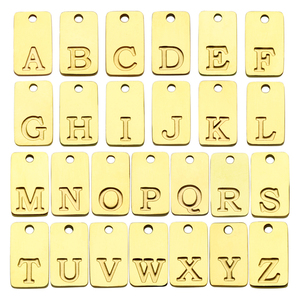 Colgante de Color dorado pulido de acero inoxidable, letras colgantes de 6x10x1,5mm, compatible con pulsera DIY, Collar para mascotas, fabricación de joyas - Product Image 5